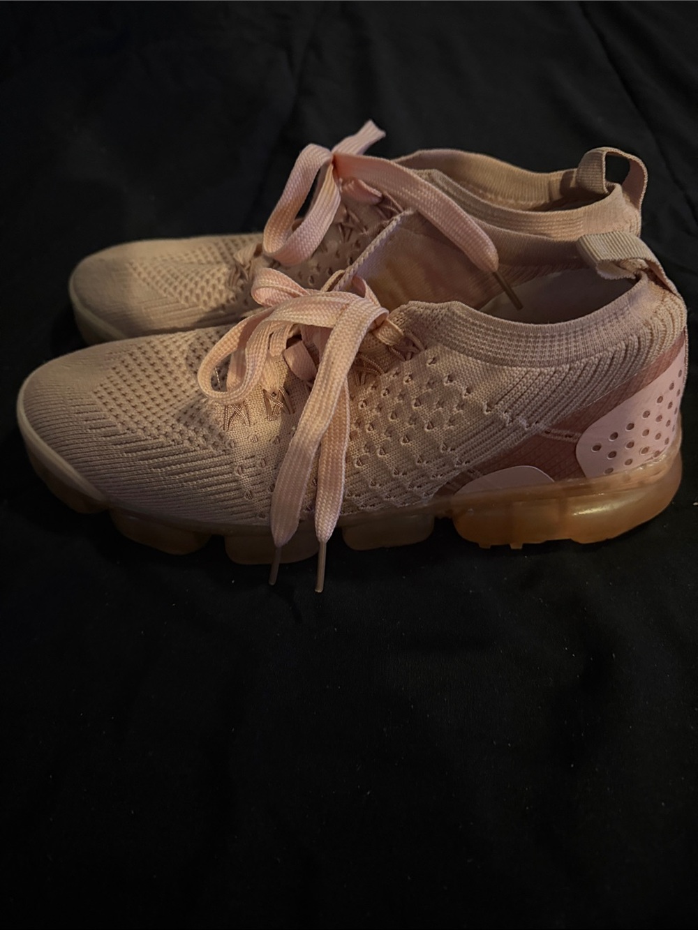Breathable Knit Lace-Up Sneakers in Dusty Pink